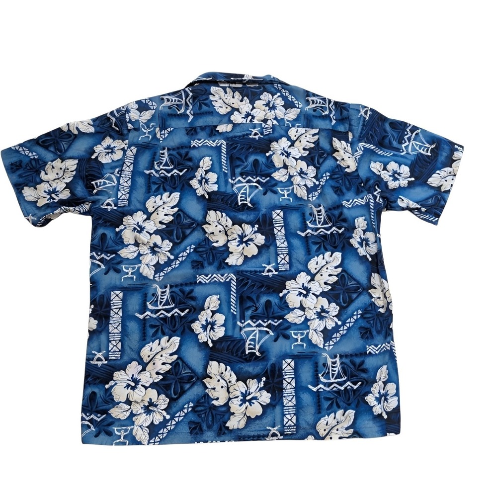 VINTAGE HAWAIIAN SHIRT HAWAII BRAND 100% COTTON BUTTON UP BLACK GREEN USA MADE